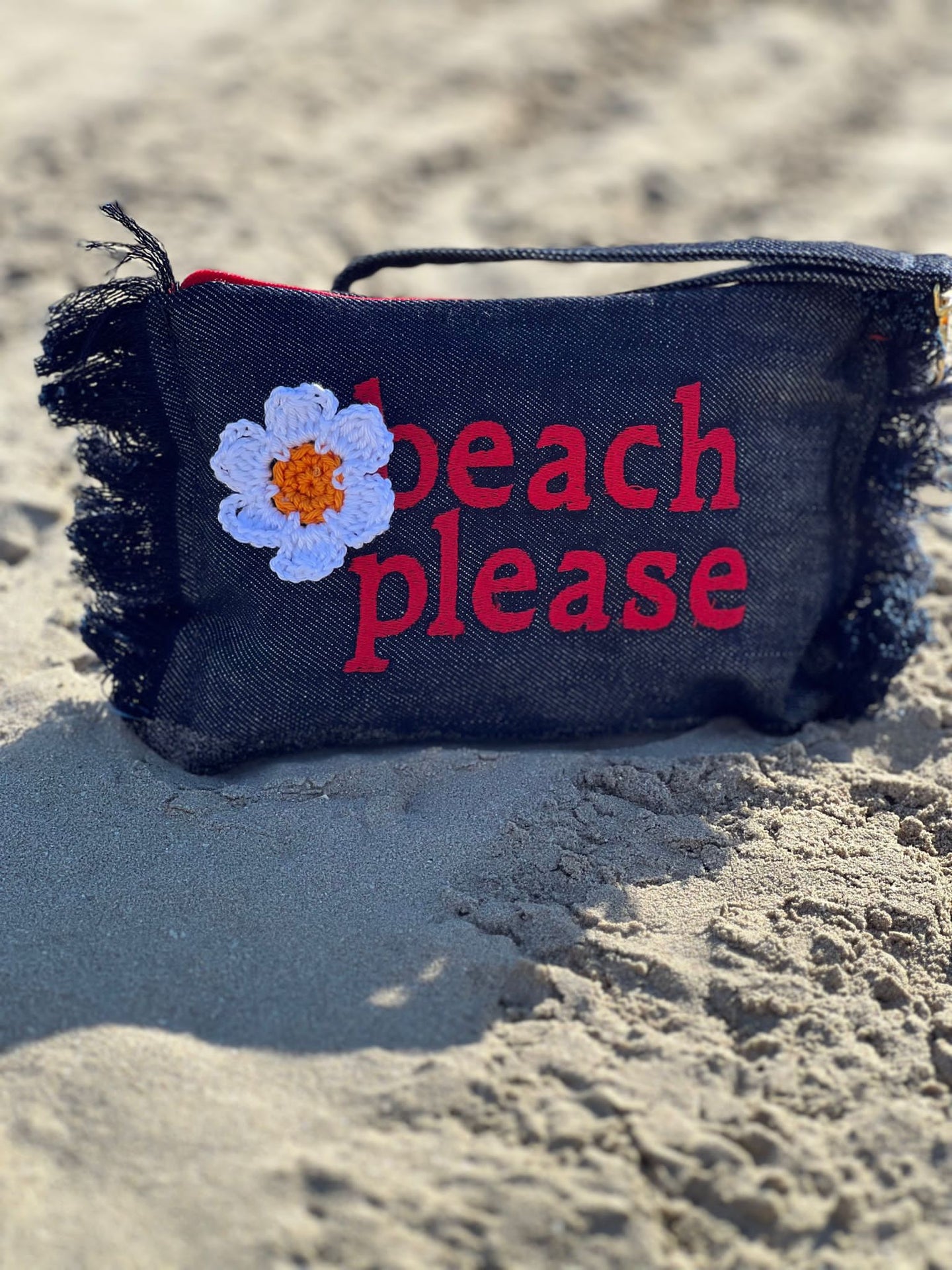 Summer flower - Pochette in jeans Beach Please