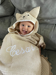 Le dolcezze del cuore - Poncho in nido d'ape 2/4 anni BEIGE